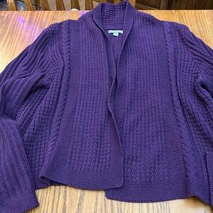 Purple Croft & Barrow Open Front Woven Cardigan Sweater XL